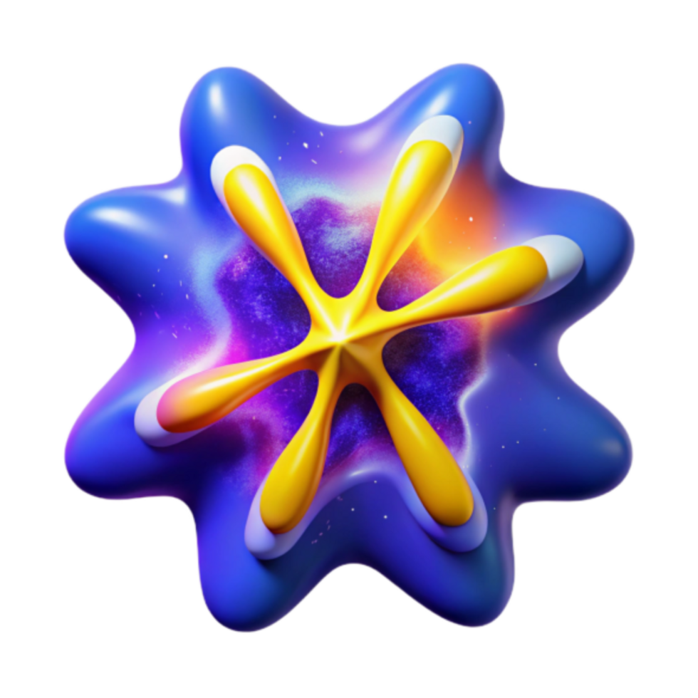 Abstract 3D Render of a Starburst in Vibrant Blue and Yellow png