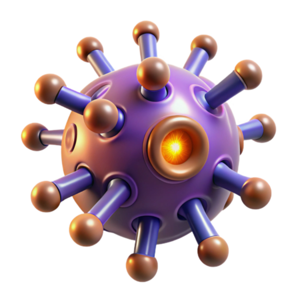 3D Render of a Stylized Virus Particle Abstract Background Image png