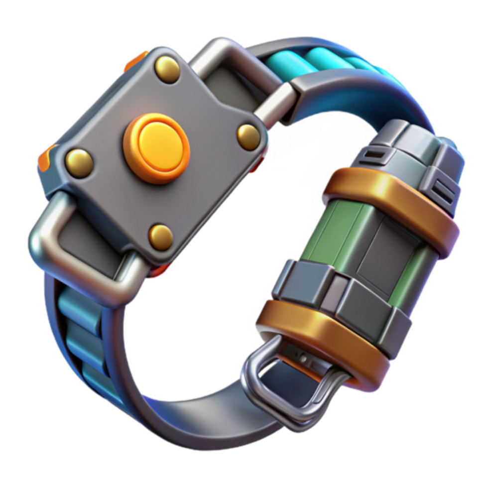 Futuristic Gadget 3D Render, Cyberpunk Style Wrist Device Illustration png