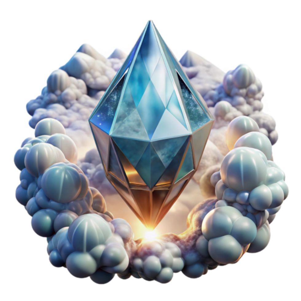 Celestial Gem 3D Render A Facet of Cosmic Wonder in Cloud Formation png