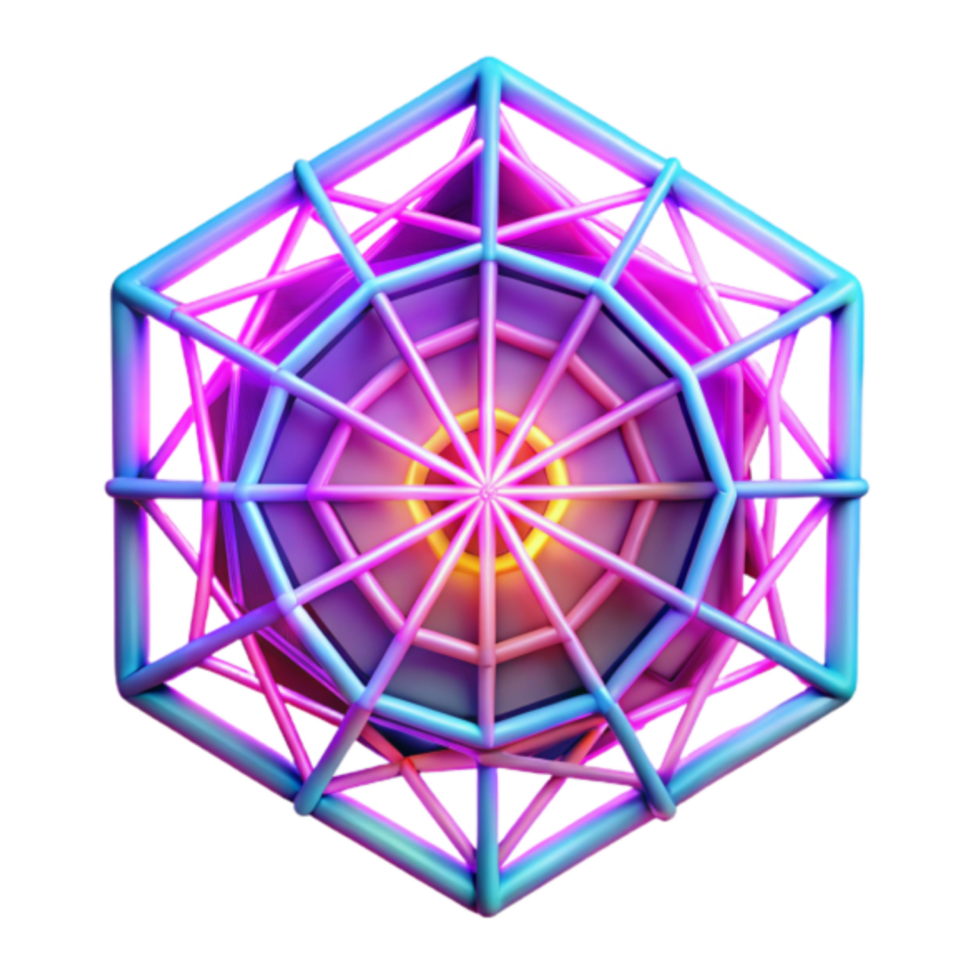 Vibrant 3D Geometric Hexagon Abstract Background Illustration png