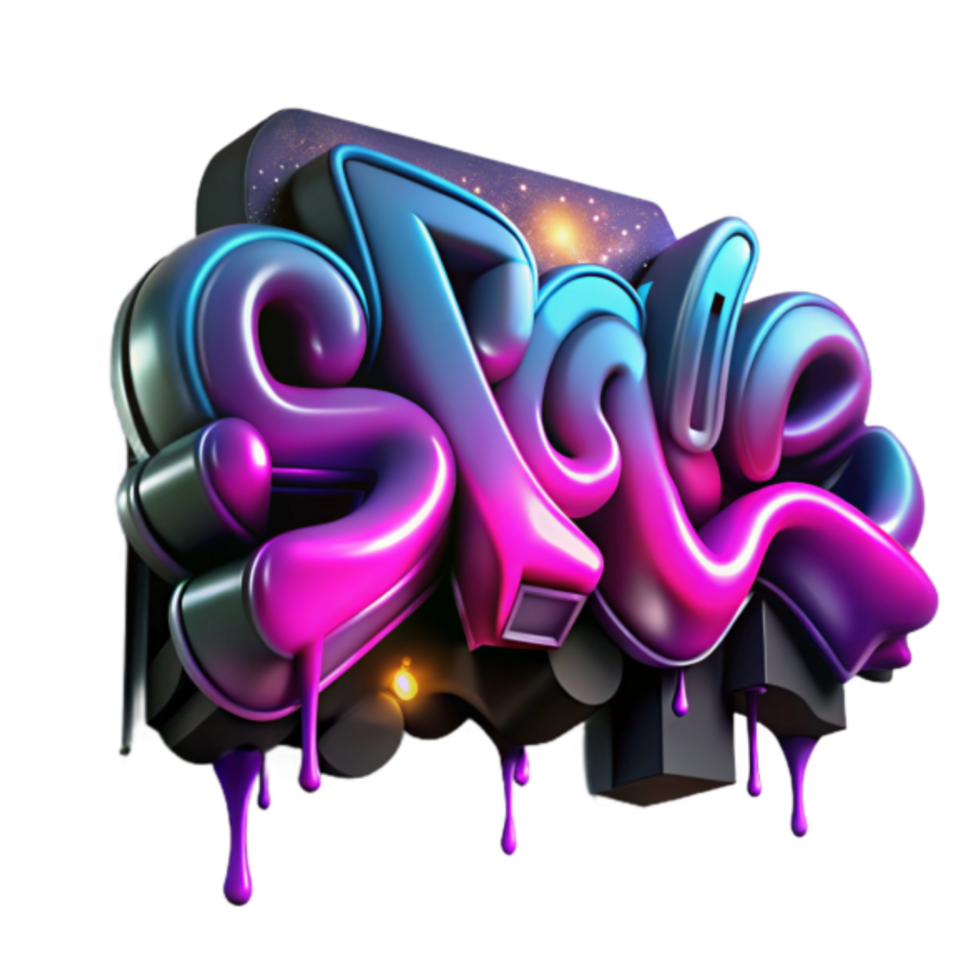 3D Abstract Space Graffiti Art Background png
