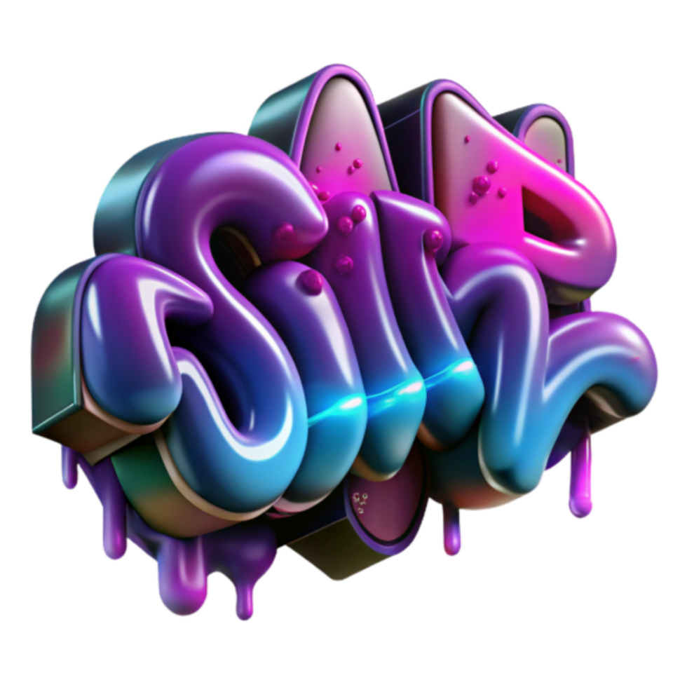 3D Glossy Graffiti Art Drip Effect Sin Text Illustration png