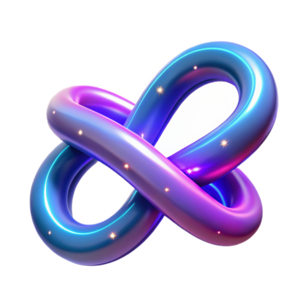 Abstract 3D Render Purple Blue Infinity Loop Knot Design png