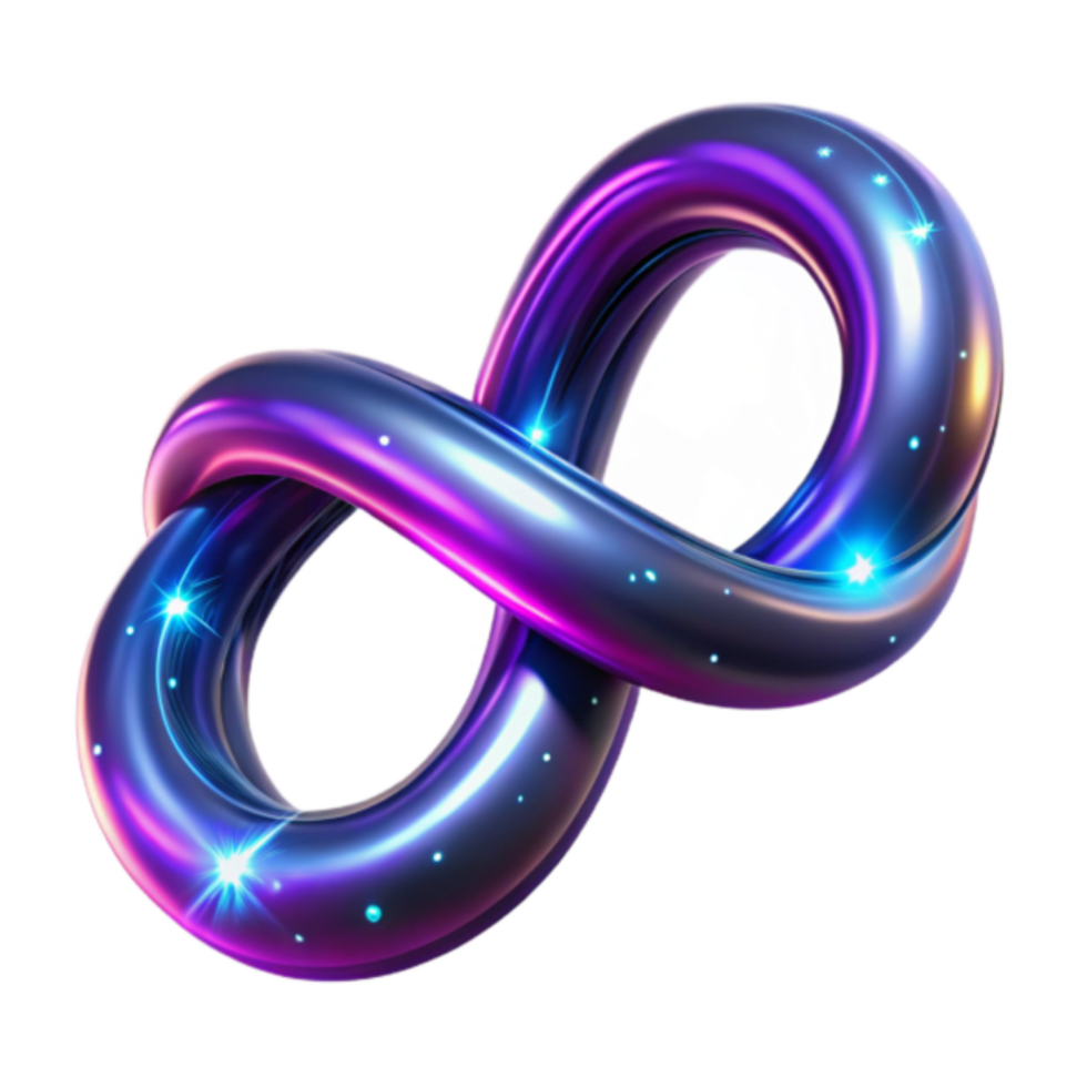Abstract 3D Infinity Loop Background Image Glowing Purple and Blue Energy Design png