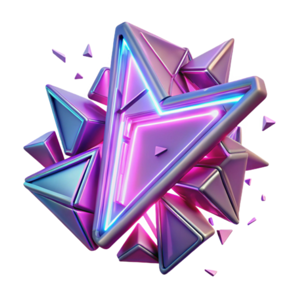 Neon Triangle Burst 3D Abstract Background Image png