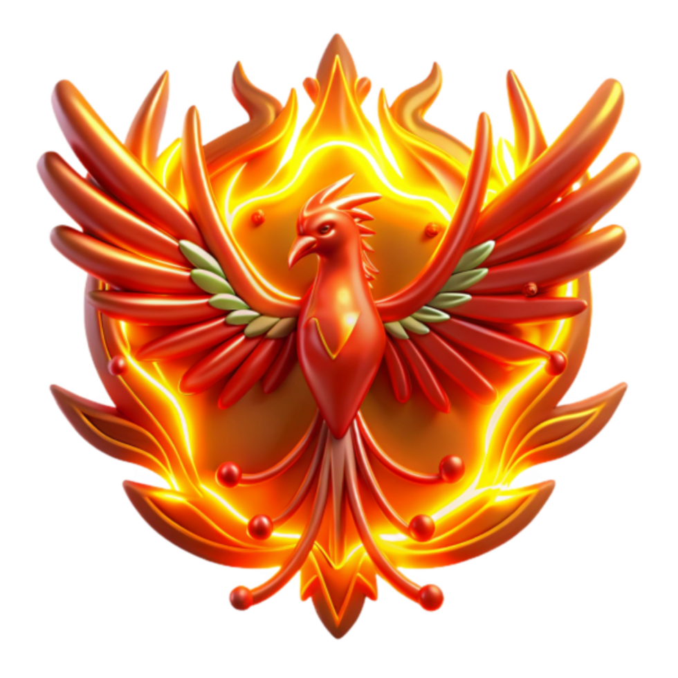 Fiery Phoenix 3D Render Mythical Bird in Flaming Crest Illustration png