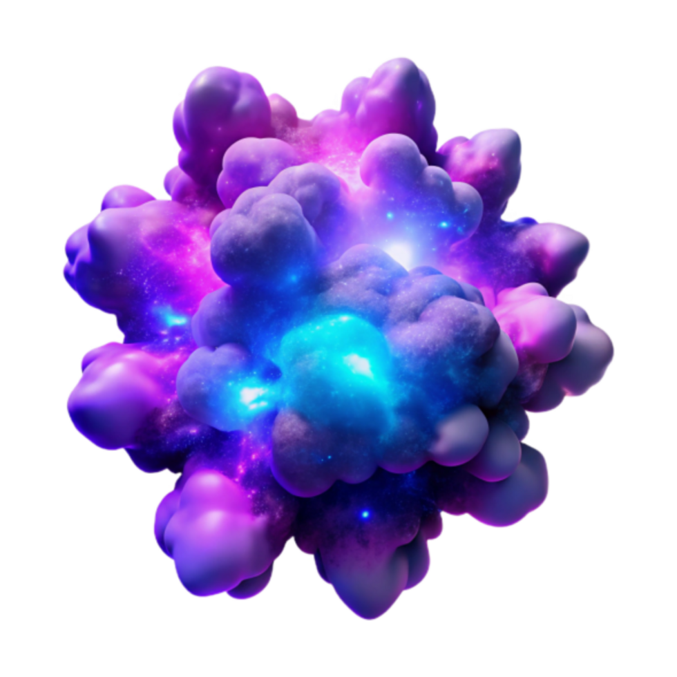 3D Render Cosmic Nebula Cloud Abstract Background Purple Blue Glowing Energy png