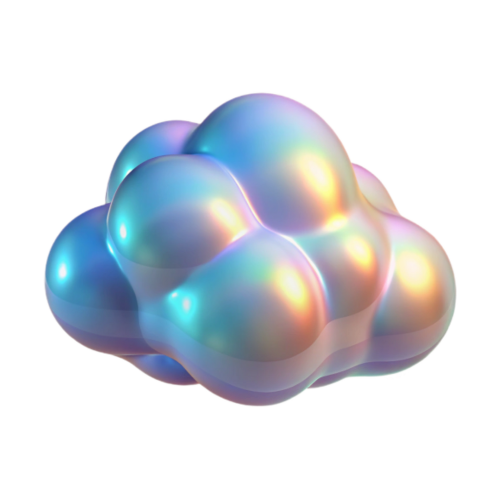 Iridescent 3D Cloud Abstract Render, Smooth Bubbles, Digital Art, Colorful, Shiny, Glossy, Abstract Background, Fluid Shapes, Geometric, 3D Model png