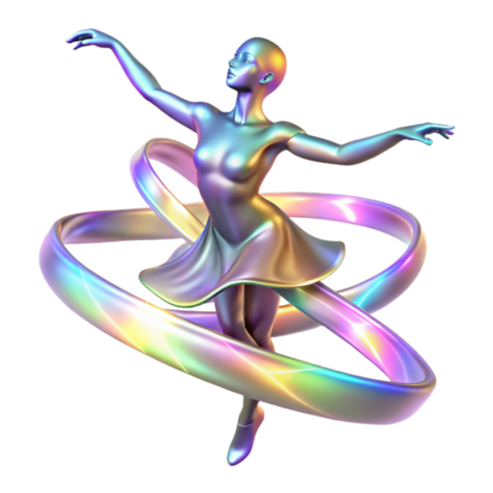 3D Render of Ballerina in Iridescent Swirl png
