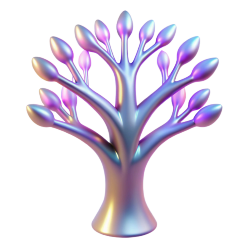 Iridescent 3D Tree Illustration Abstract Background png