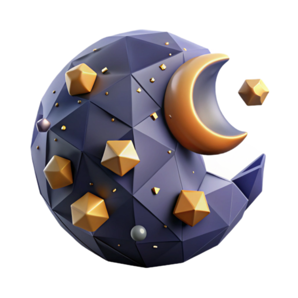 Night Sky Low Poly 3D Render Abstract Background Image png