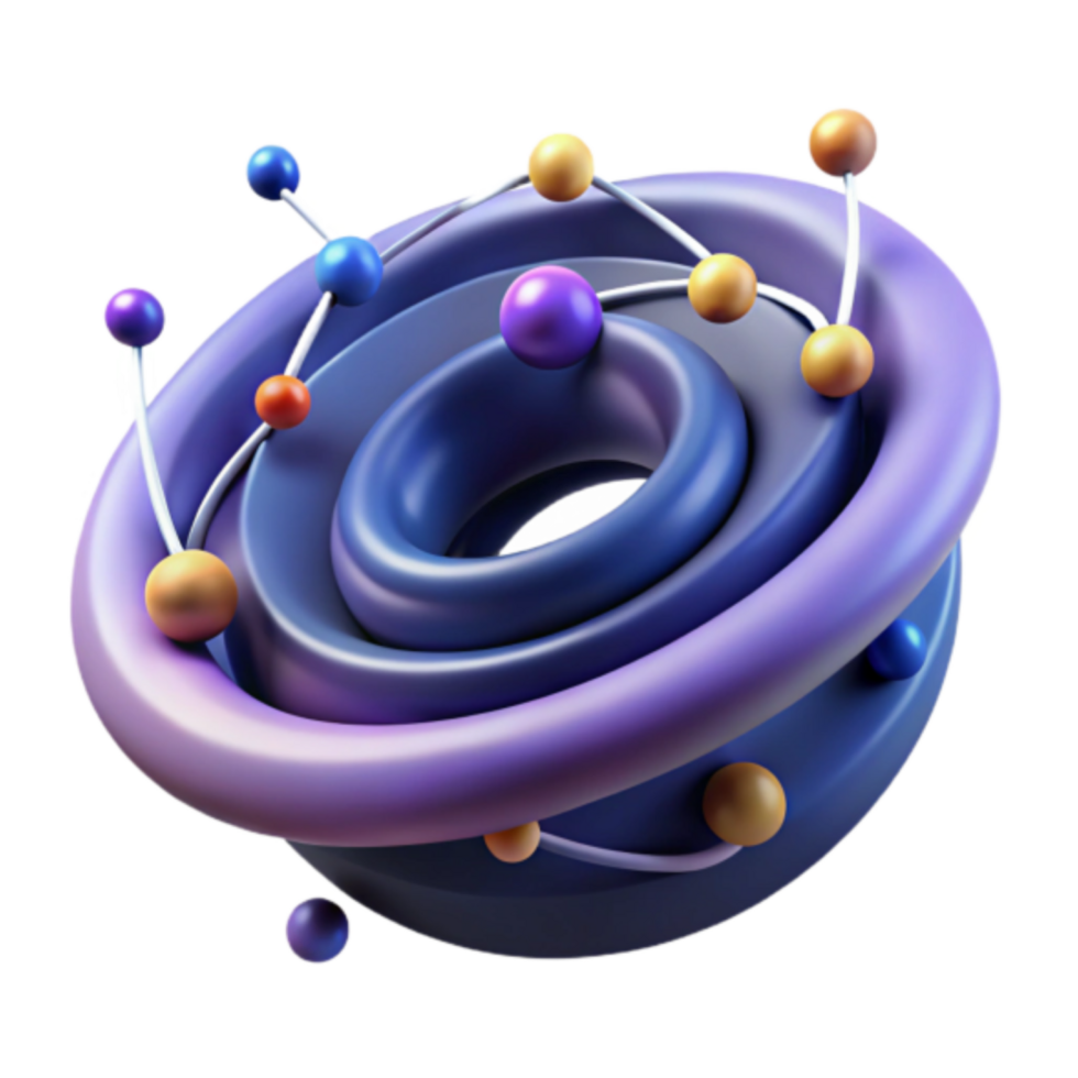 Abstract 3D Render of Interconnected Spheres and Rings png