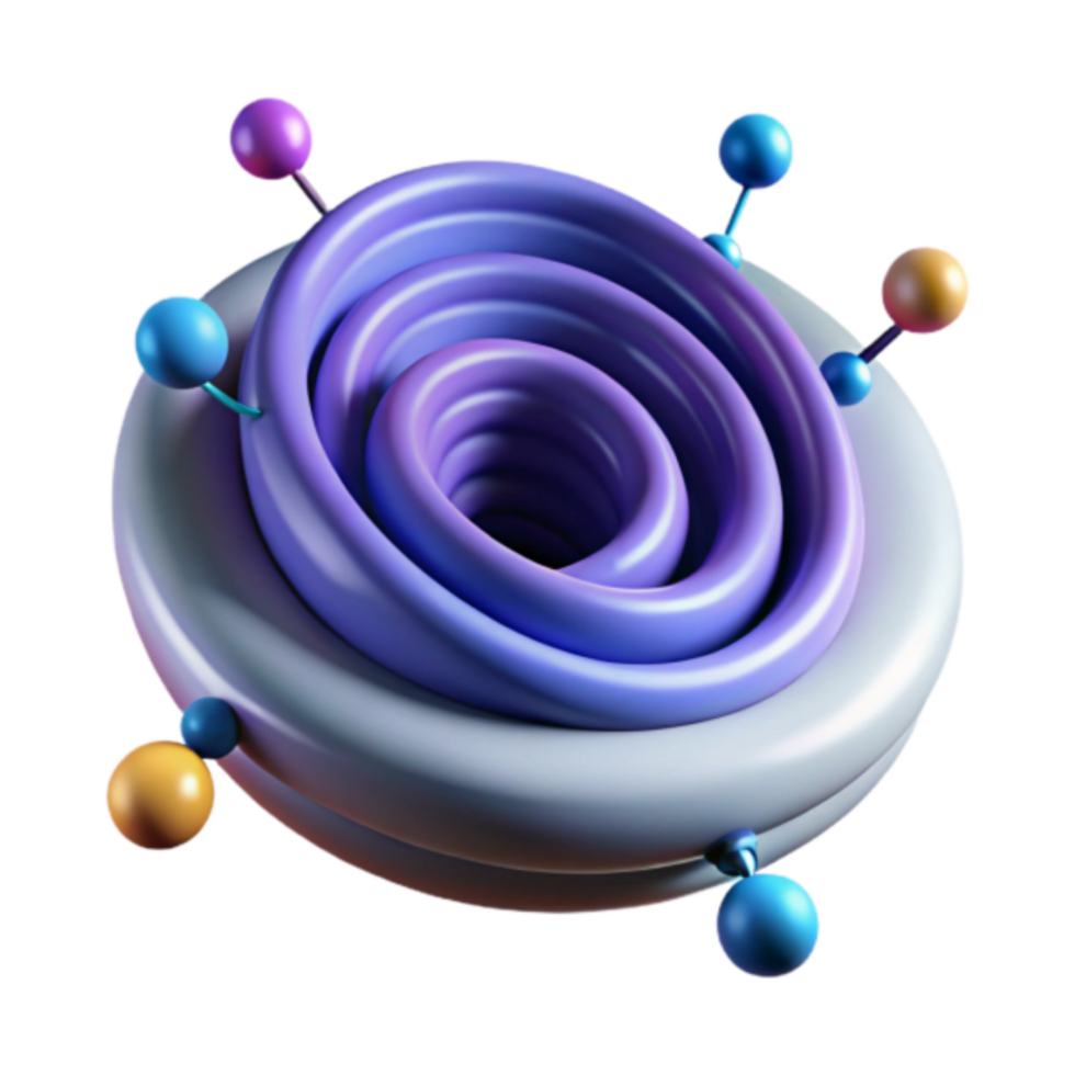 Abstract 3D Render of a Colorful Swirling Vortex with Spheres png