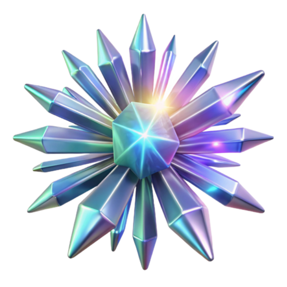 Iridescent Crystal Cluster 3D Render Abstract Background png
