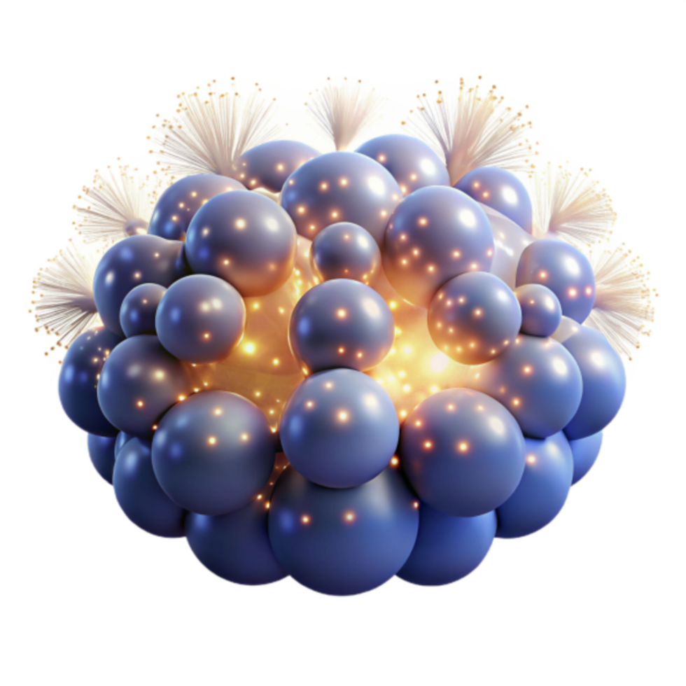 Glowing Sphere Cluster 3D Render Abstract Background Image png