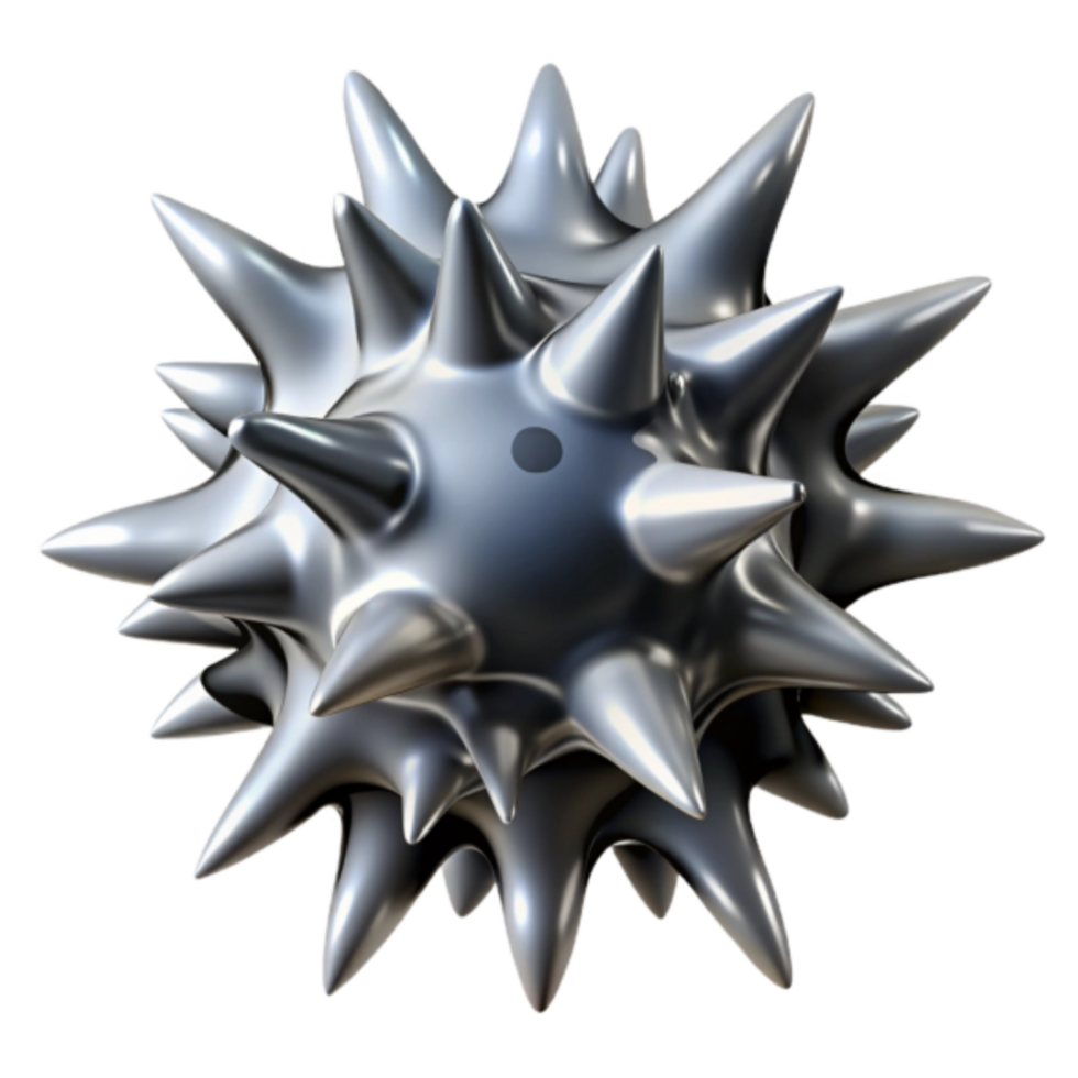 Metallic Spiky Sphere 3D Render Abstract Background Image png