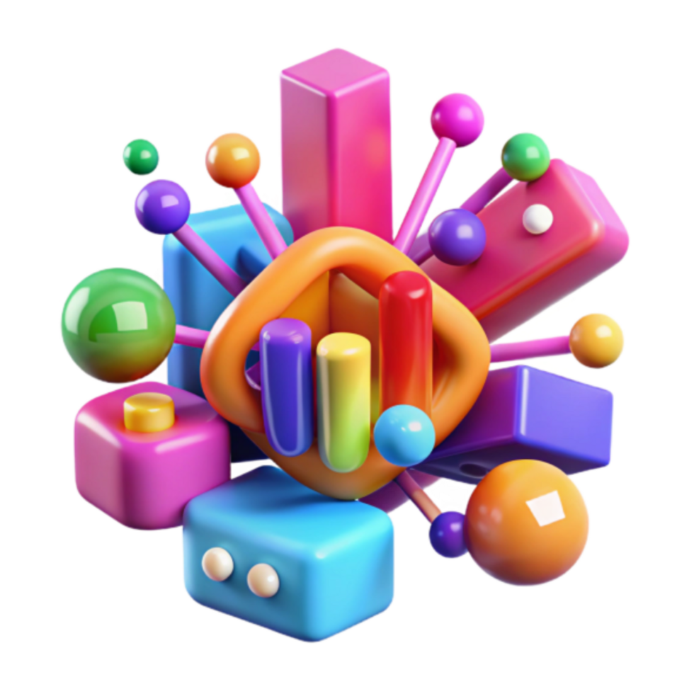 Vibrant 3D Render of Colorful Abstract Geometric Shapes png