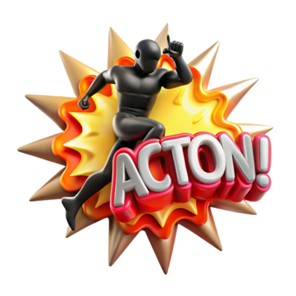 3D Illustration Action Burst Graphic Design Element png