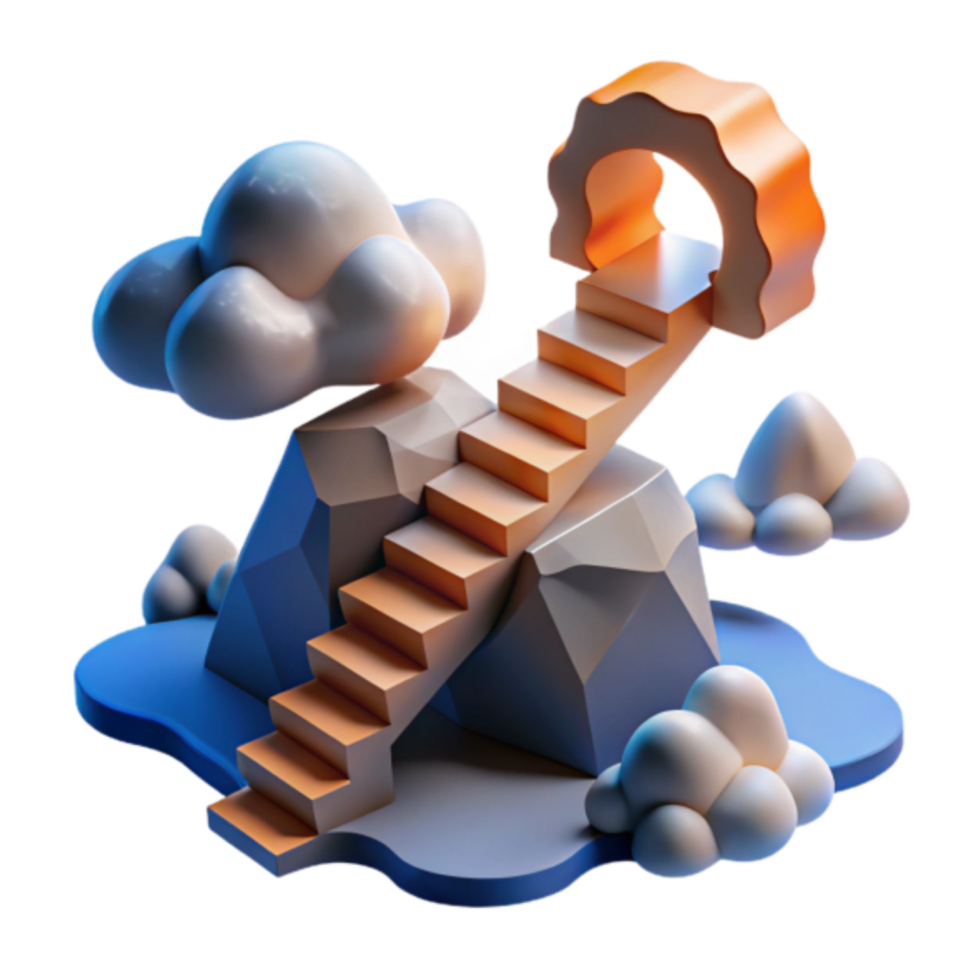 3D Render of Stairway to Heaven Concept - Abstract Cloud Background Illustration png