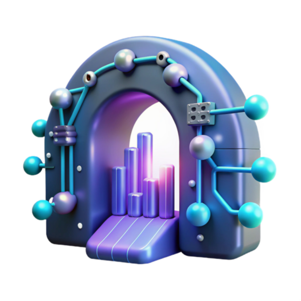 Abstract 3D Render Archway with Data Visualization Graphics png