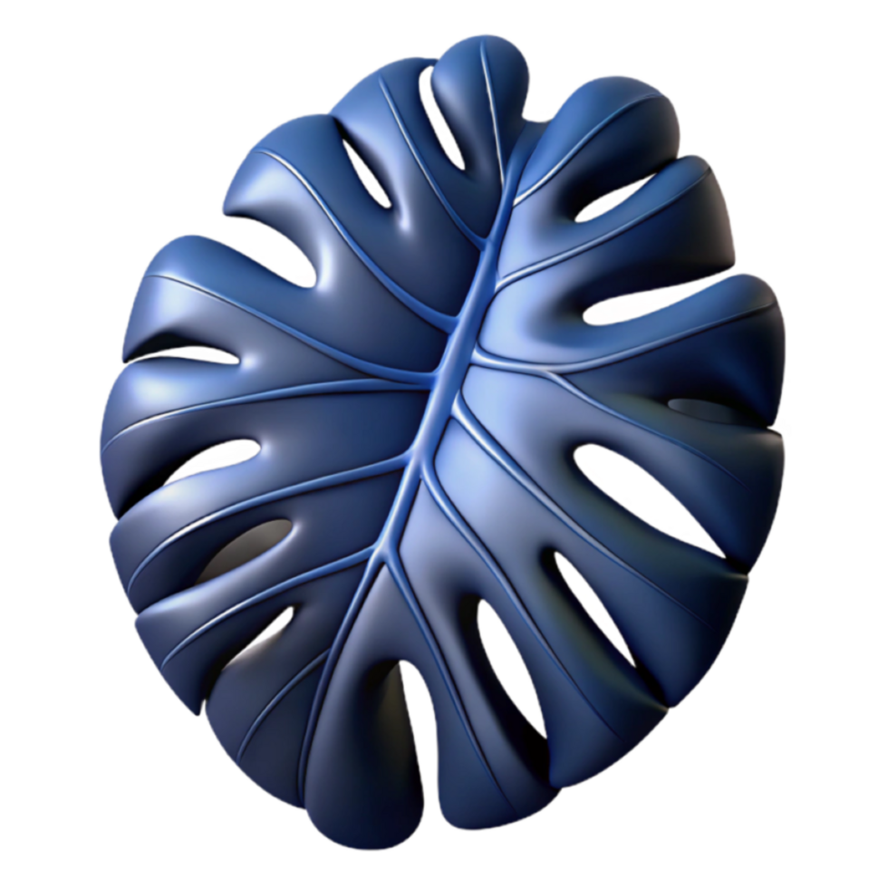 3D Render of a Blue Monstera Leaf Abstract Background Image png