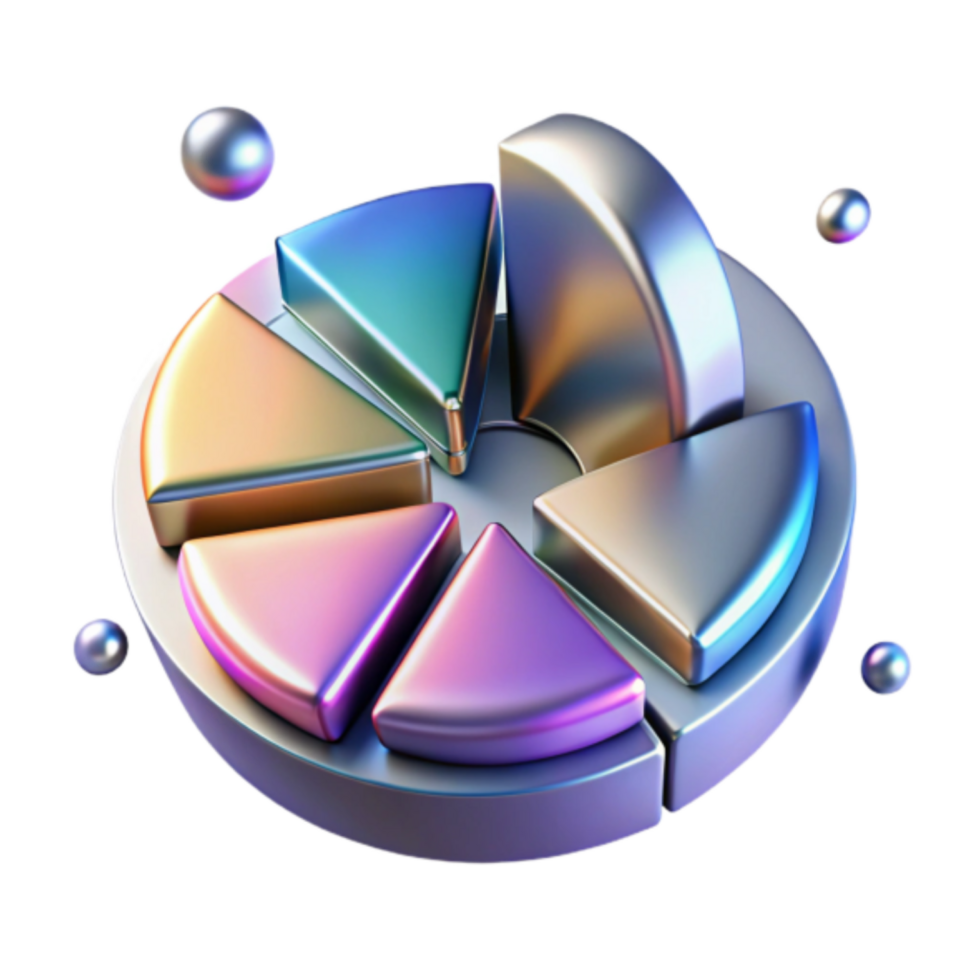 Iridescent 3D Pie Chart Illustration Data Visualization Graphic png