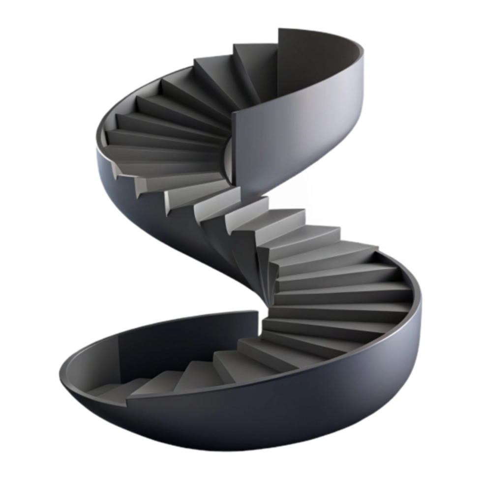 3D Render of a Double Helix Spiral Staircase png