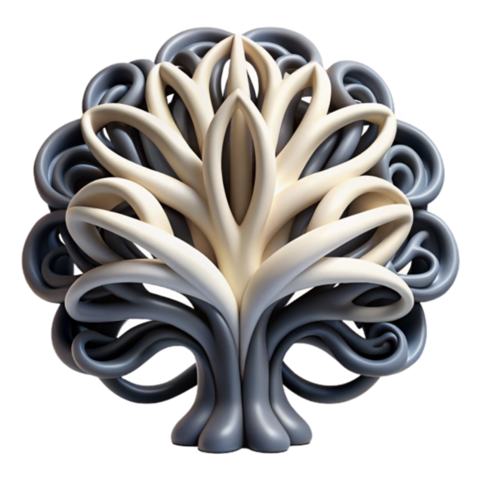 Abstract 3D Tree Illustration Intricate Swirls and Organic Forms png