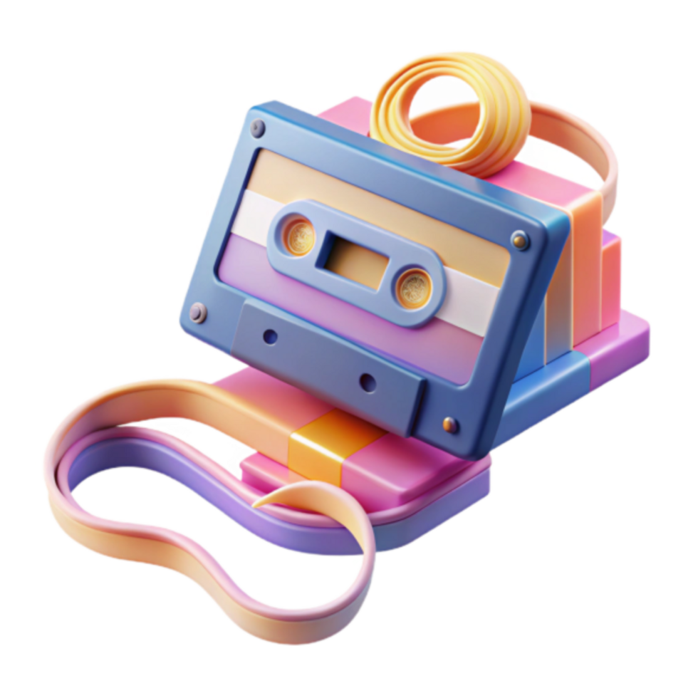 Pastel Cassette Tape 3D Render Illustration png