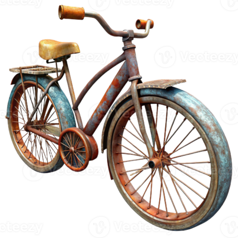 Rusty Vintage Bicycle 3D Render Illustration png