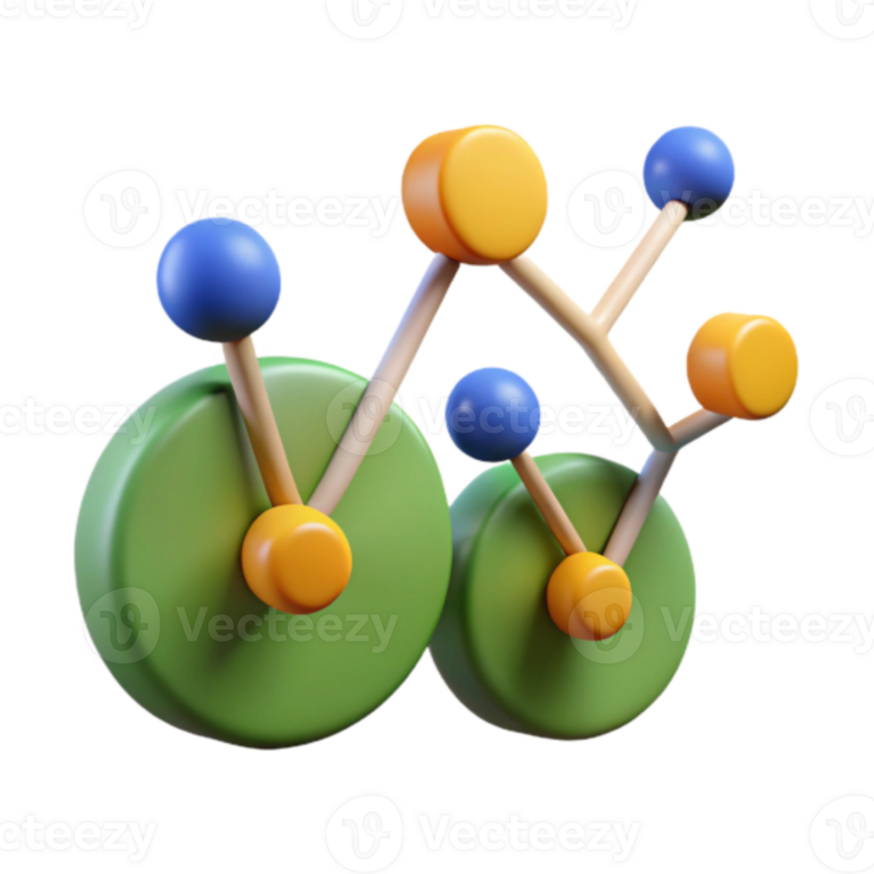 Abstract 3D Render of Interconnected Colorful Spheres and Cylinders png