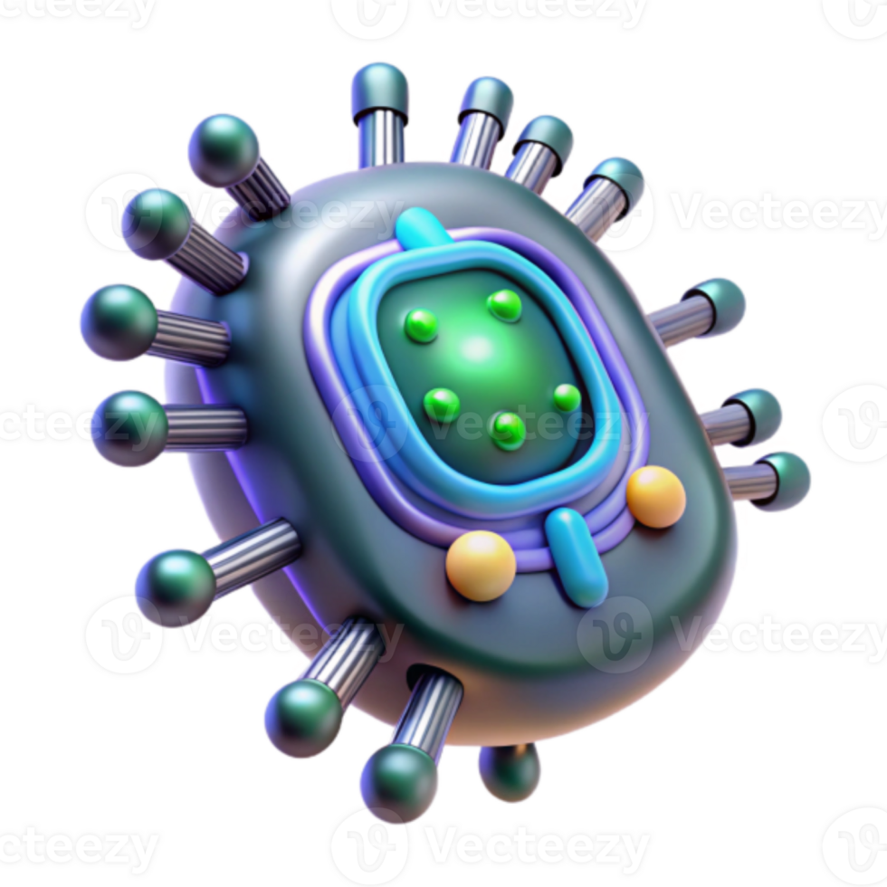 3D Render of a Stylized Microscopic Organism png
