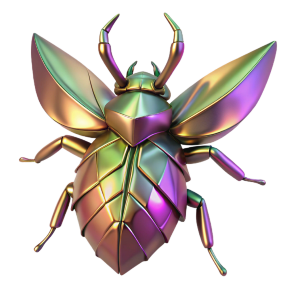 Iridescent Metallic Beetle 3D Render Abstract Background Image png