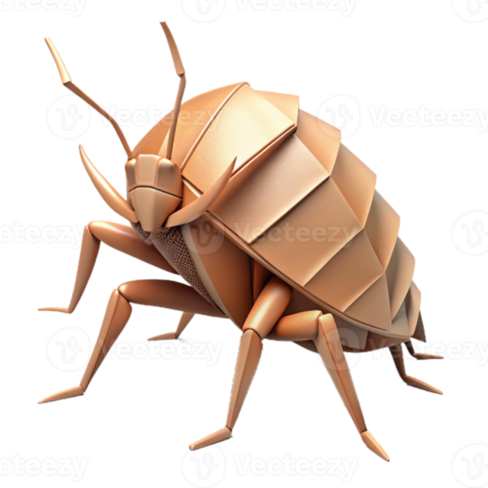 3D Render of a Geometric Brown Insect, Detailed Bug Illustration png