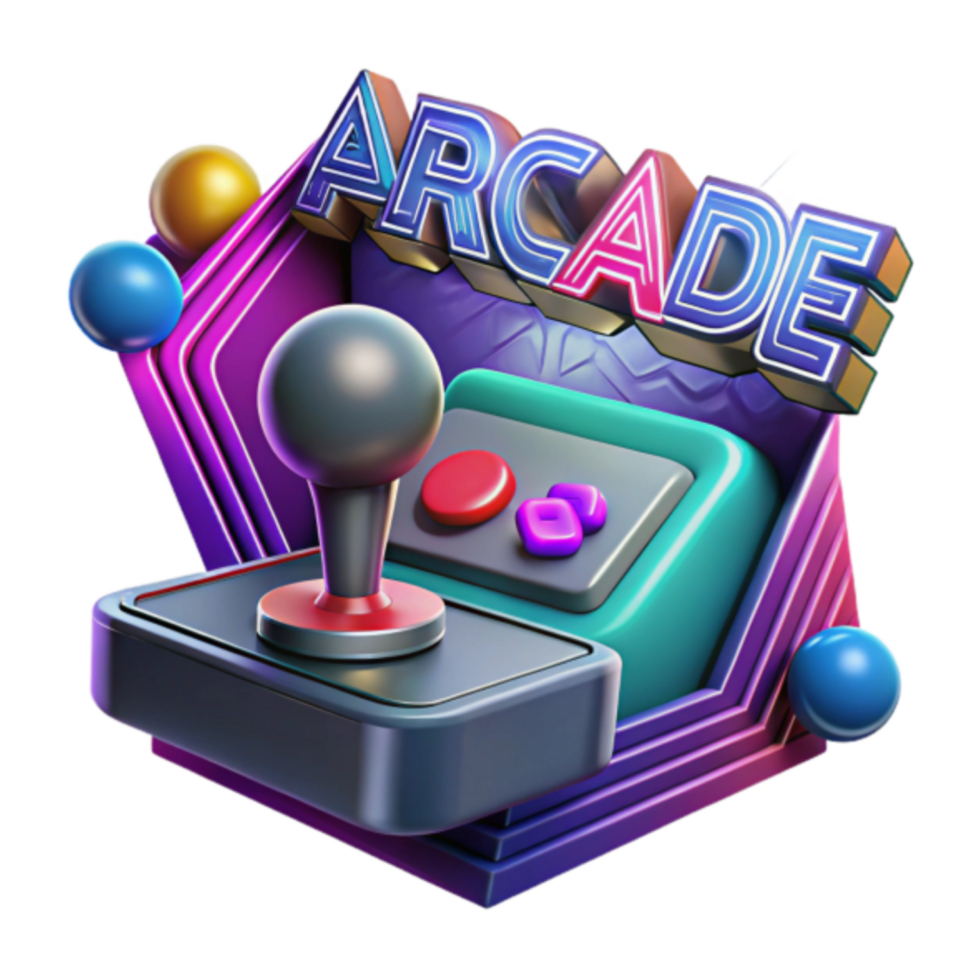 Retro Arcade Joystick 3D Illustration Neon Sign Gamer Nostalgia png
