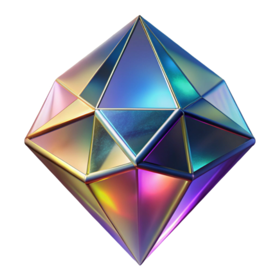 Iridescent Gem 3D Render A Multifaceted Abstract Background png