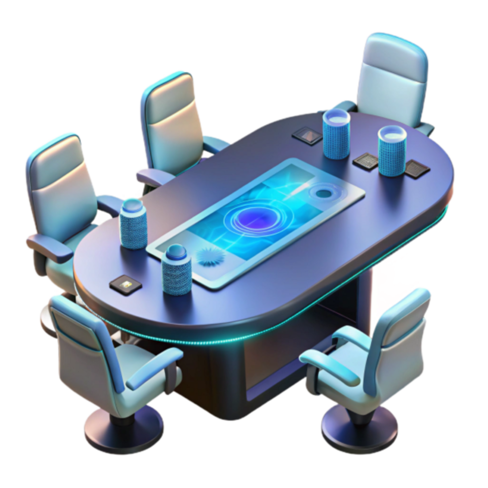 Futuristic Smart Meeting Table 3D Illustration Interactive Technology Workspace Design png