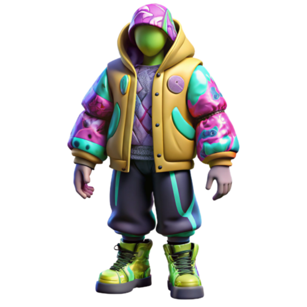 3D Render of a Stylish Cartoon Character in Colorful Outfit png