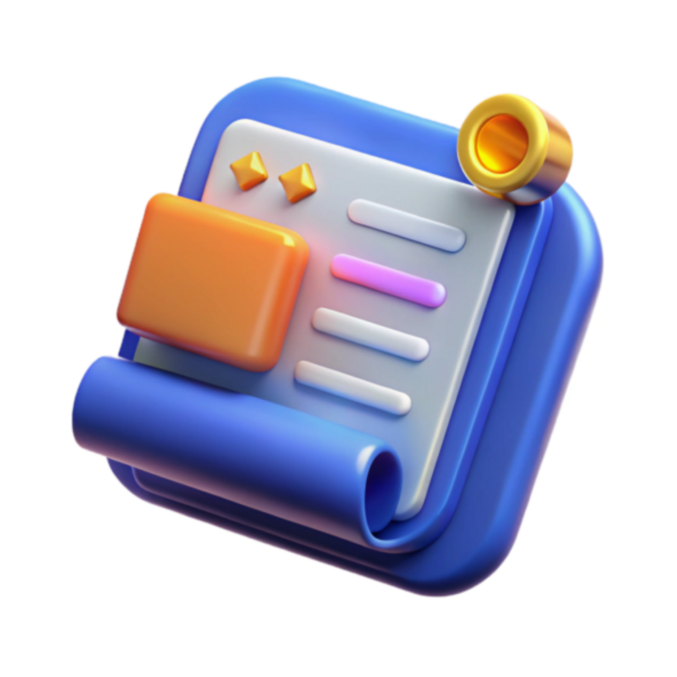 Vibrant 3D Render of Data Report Icon png