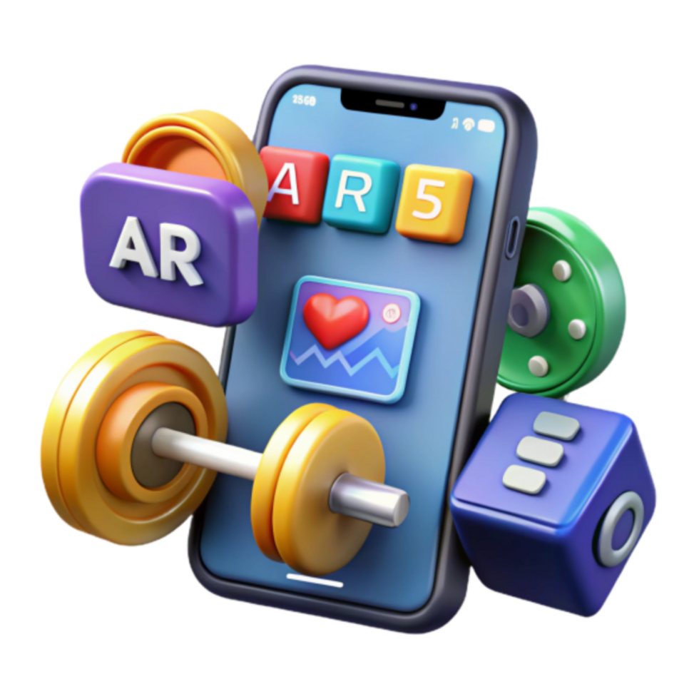 3D Illustration Fitness App Augmented Reality Mobile Health png