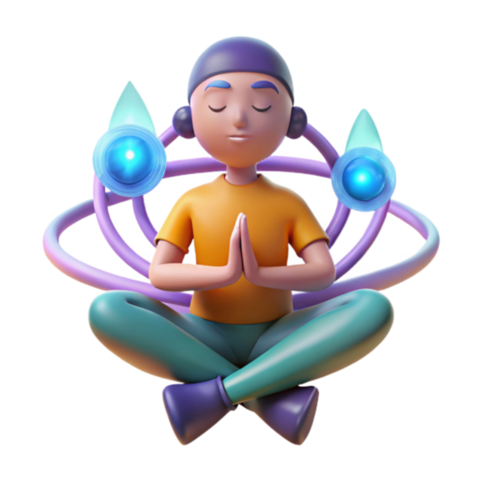 3D Illustration Peaceful Meditation Pose Energy Flow png