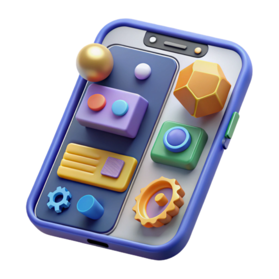 3D Render Colorful App Interface Smartphone Illustration png