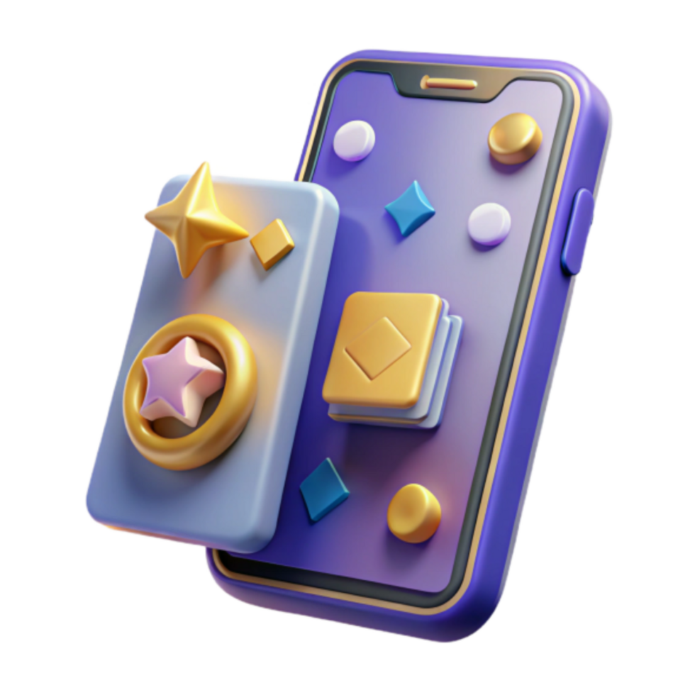 3D Render of Smartphone App with Colorful UI Elements png
