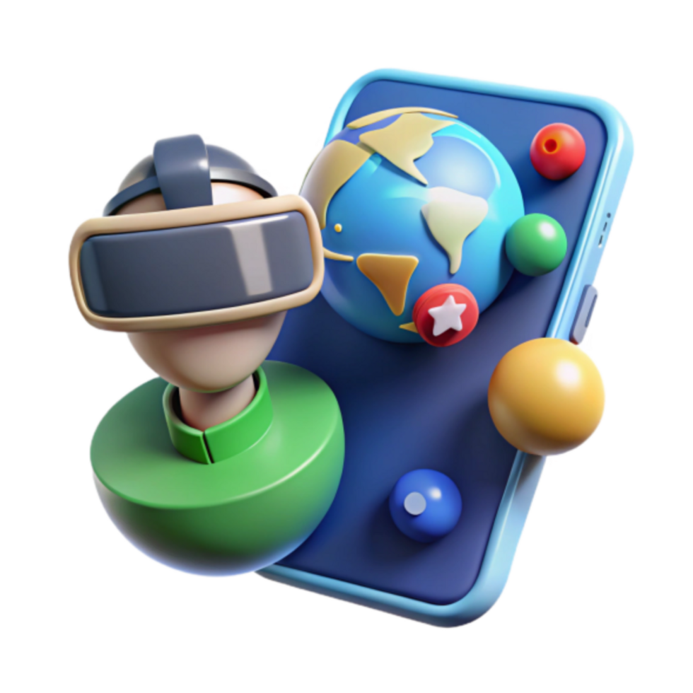 3D Illustration Virtual Reality Global Exploration Mobile App png