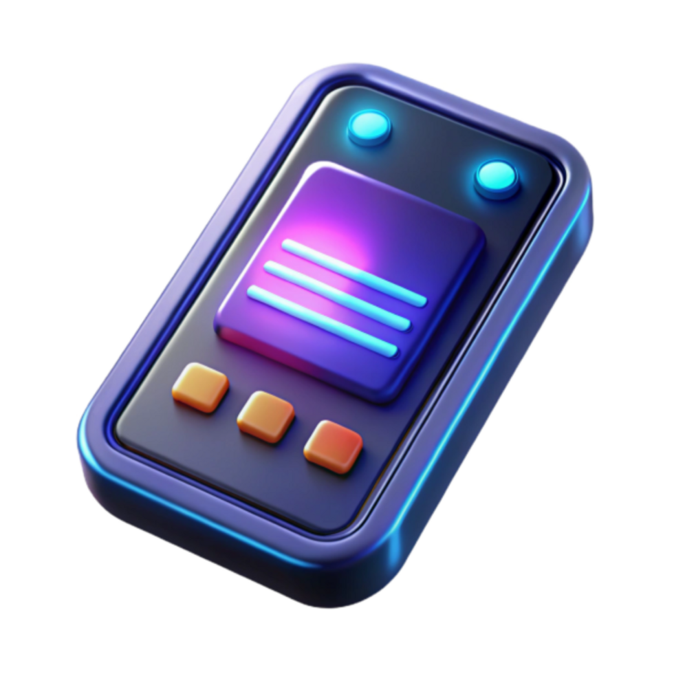 Neon Glow 3D Render of Futuristic Device png