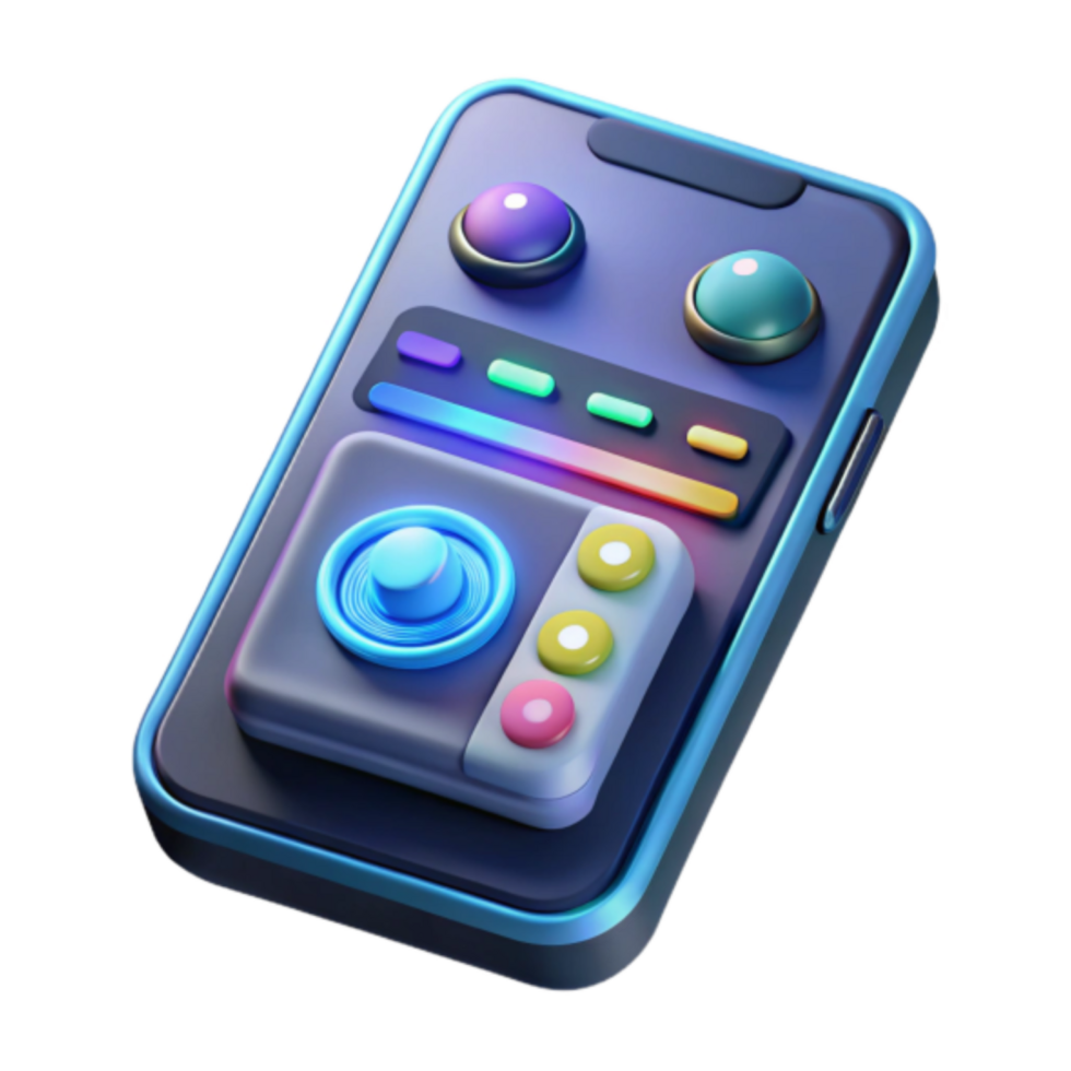 3D Illustration of a Futuristic Mobile Music Controller App Interface png