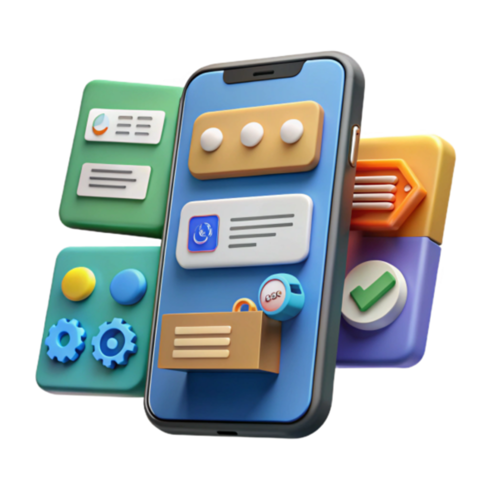 3D Illustration Mobile App Interface Design Elements png