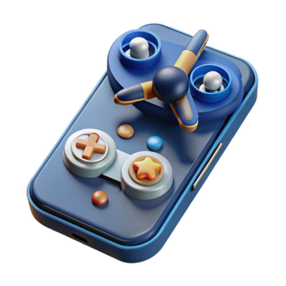 3D Render of a Game Controller with Airplane Propeller png