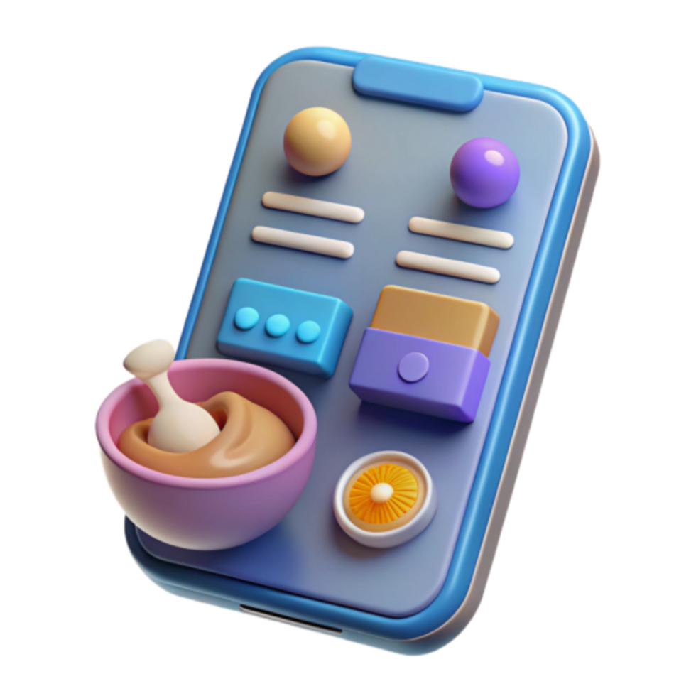 3D Render Mobile App UI Design Pastel Color Scheme Illustration png